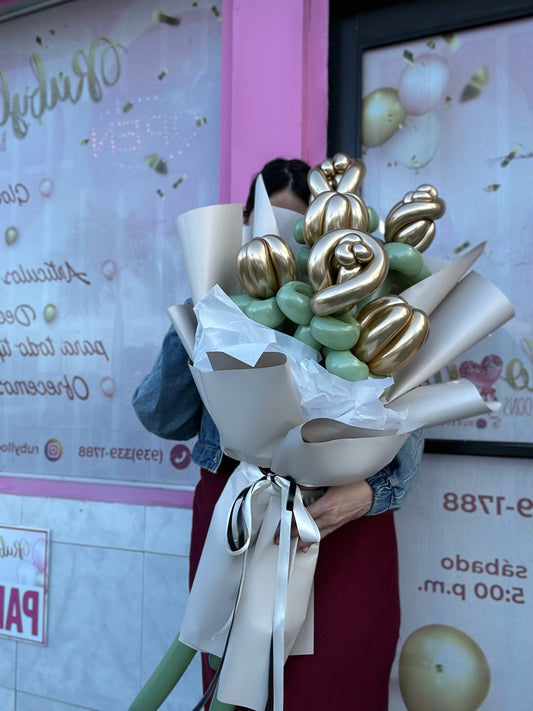 Tulips and roses balloon buket