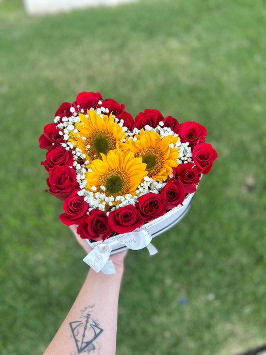 Roses and sunflower heart