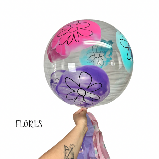 GLOBO BURBUJA FLORES